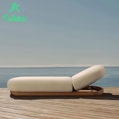 Natural Teak Patio Furniture Outdoor Beach Lounger Hotel Swimming Pool Sun Loungers Stackable Villa Courtyard Living Room Use