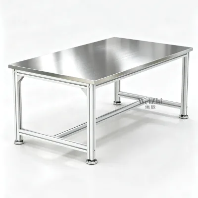 Weizhi Industrial 304 Stainless Steel Tabletop Surface Aluminum Bench Adjustable Feet Workbench Kitchen Work Table