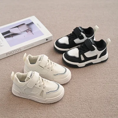 Kids Low-top Sneakers New Autumn Style White Shoes Boys Girls Featuring Velcro Straps Breathable Lightweight Soft Sole