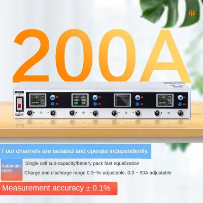 YPSDZ-0550-4 4-Channel Battery Capacity Tester Parallel 200A Charge Discharge Capacity Grading Li-ion LiFePO4 Cell Aging Test