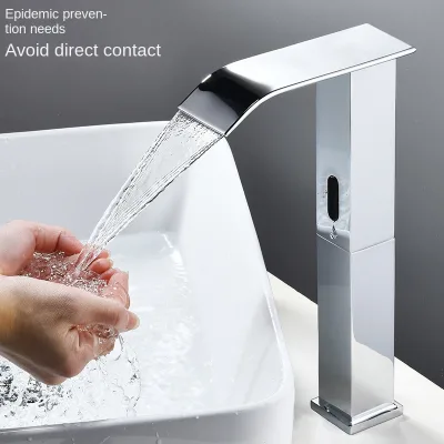 Intelligent Induction Faucet with Single Hole Mount Hot Cold Waterfall Basin Tap Wholesale Single Cooling Infrared Art Faucet
