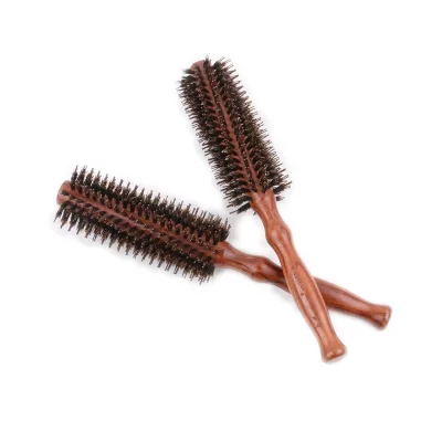 Custom logo Wooden Rotating Hair Brush Round Brush for Hair Professional Styling Hair Brush