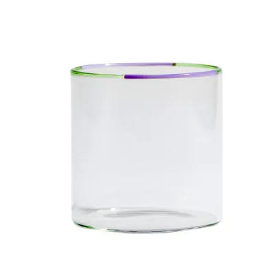 Wholesale Customized Single Walled Glass Coffee Cup Espresso Cup with Colored Rims