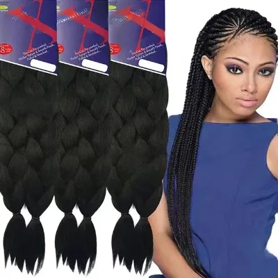 European Wig Synthetic Braided Hair Black Braided Hair Chemical Fiber High Temperature Silk Braided Hair