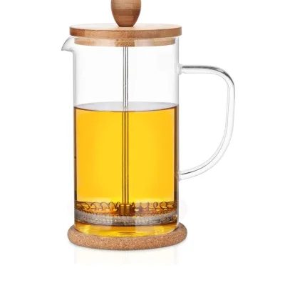 French Press Tea and Coffee Maker with Bold Press 1 Liter System Stainless Steel Bamboo and Borosilicate Glass Tea Coffee Press
