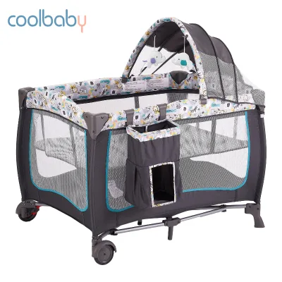 P005B Cool Baby Comfortable Kids Folding Playpens Baby Playard  With Cartoon Printing at Both Side