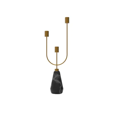 EASTOMMY Marble Candle Stand, Candlestick Candle Holder, Luxury Black Home Decoration Desk Bookcase Study (Candle Excluded)