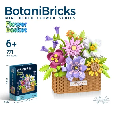 Mini Flowers Building Block Set Toys Building Block Flowerpot Botanical Collection Birthday Gift for Girls Kids Ages 6+