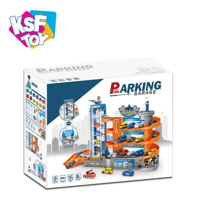 Police and Fire Toys Plastic Kids Parking Lot Toys Building Toy With Light and Music
