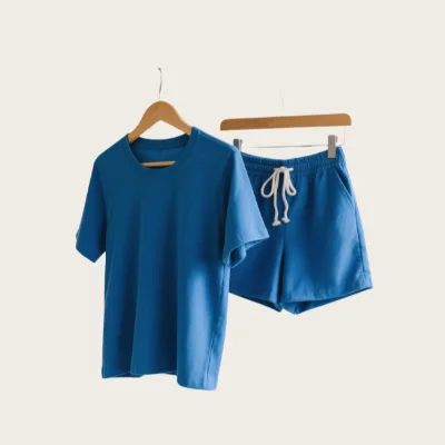 High-Quality Comfortable Customized Regular Fit Short Sleeve T-Shirt and Shorts 2-Piece Twin Set for Men