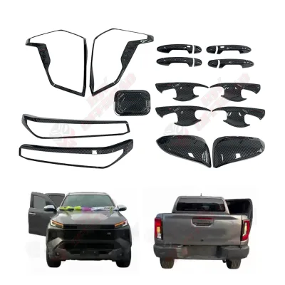 Carbon Fiber Exterior Parts Door Handle Head & Tail Lights Moulding Cover for Toyota Hilux Travo 2026+ Decor Trim