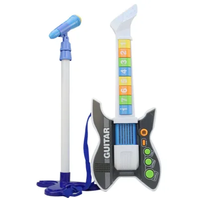 Kids Toddlers Guitar and Microphone Pretend Musical Instrument Toy Plastic Kids Guitar
