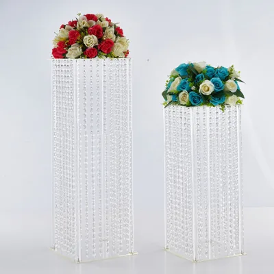 Modern Acrylic Clear Tall Wavy Chandelier Flower Stand Luxury Rectangular Vases for Wedding Table Decoration or Party