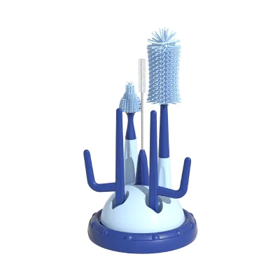 Multi-Functional Silicone Cleaning Bottle Brush Kit Portable Baby Drying Rack With Drainage Rack