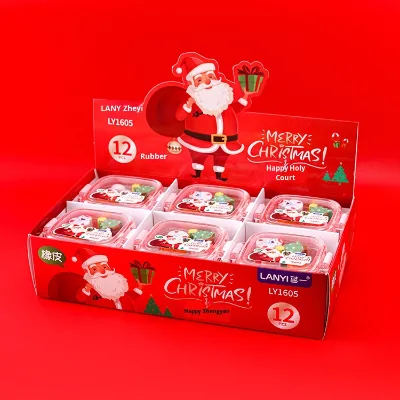 Kawaii Santa Christmas Eraser Snowmen Elk Pencil Erasers Cartoon Christmas Tree Christmas Stationery Student