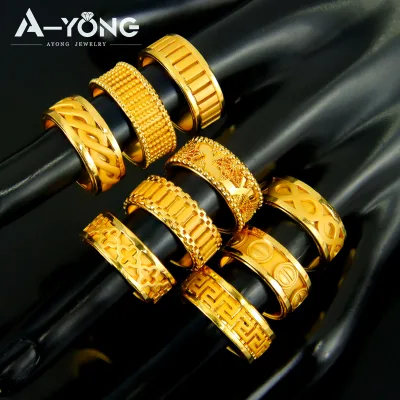 Dubai Luxury Brand Design Jewelry Fashion Gold Color Rings Wholesale Non Tarnish Engagement Wedding Rings for Women