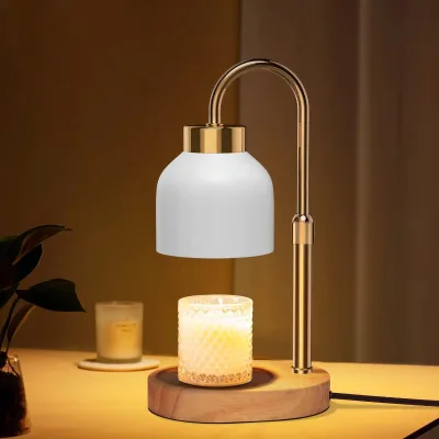 New for Fire-free Liftable Aromatherapy Melting Wax Lamp Bamboo Wood Solid Wood Essential Oil Candle Bedroom Atmosphere Table