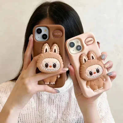 Latest Hot Selling 3D Silicone Cute Cartoon for Iphone12Pro 16 17 Stretch Bracket Phone Covers Designer Custom Labubu Phone Case