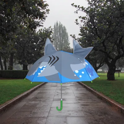 Auto Open 17.5 Inch Shark Design Children's Umbrella Kids Promotion Animal Design Umbrella