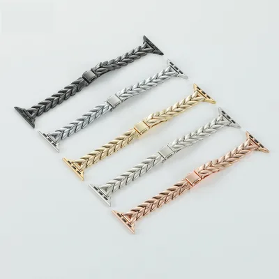 Luxury Wheat Ear Fine Diamond Metal Strap Suitable for Apple 1-10 Women's Sparkling Strap Wheat Ear Alloy Strap