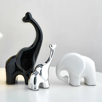 Hot Sale Modern Style Figurines Ceramic Scuipture for Office Desktop Bookshelf Living Room Elephant Statue Home Decor