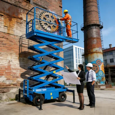 Mc450 Mast Climber With Hoist Single Tower Mast Climbing Platform Promotional Mast Climbing Work Platform 15m