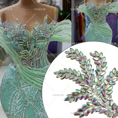 Bling Bling Hotsale Handmade Crystal Rhinestone Applique Headpieces Bridal Dress Patches