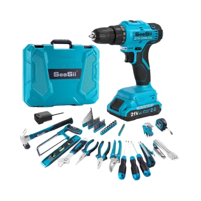 Seesii Industrial Grade 20V Cordless Power Drill 230PCS Tool Set-1 Year Warranty Great for Home & Woodworking Repair
