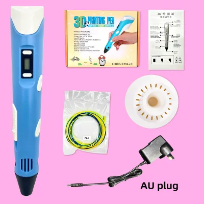 AU Plug DIY 3D Pen Low Temperature 3D Printer Pen for Kids Christmas Birthday Gift with PCL Filament 1.75mm Made of Plastic