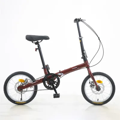 China Supplier 16" Mini Folding Bicycle Portable Foldable City Bike Dual Disc Brake Accept Custom Logo and Color