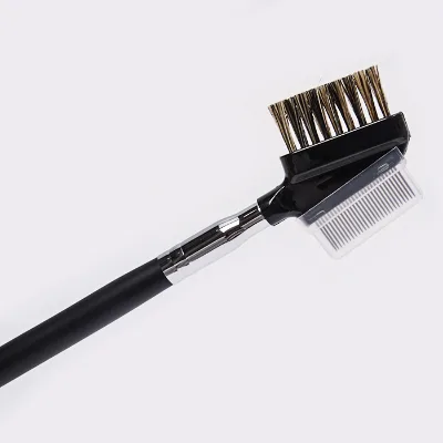 Metal Tooth Eyebrow Comb Cosmetic Brush Nylon Bristle Eyebrow Brush Eyelash Comb