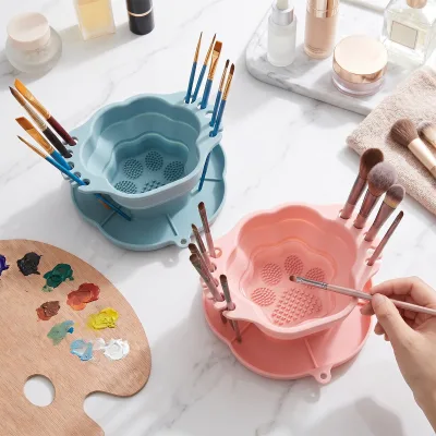 Foldable Silicone Makeup Brush Cleaner Pad Bowl Wholesale Custom Logo Portable Makeup Brushes Makeup Sponge Cleaning Tools