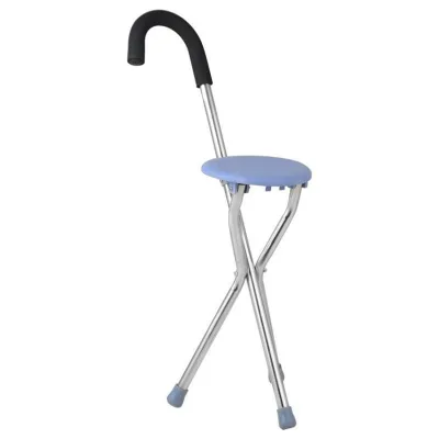 Folding Aluminum Alloy Adjustable Elderly Crutch Chair With Stool Walker Sticks Old Man Cane