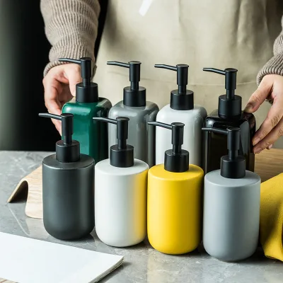 Ceramic Lotion Dispenser Bottle Refillable Pump Bottle for Hand Soap Shampoo Sanitizer Container Hotel Home Bathroom Accessories