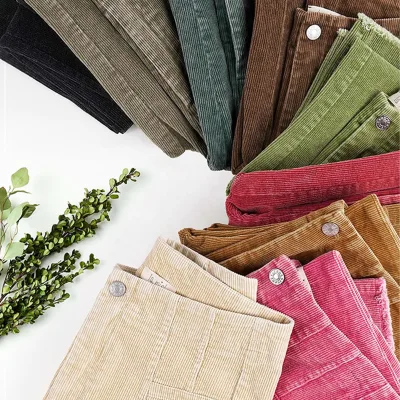 Spring Hot Selling Market Welcomed Corduroy Mixed Customized Colorful Acid Wash Pants