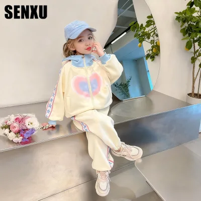 Girls' Cotton Fashionable Casual Spring and Autumn Suit with Soft Fabric