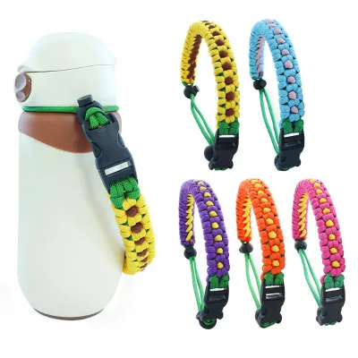 Carabiner for Paracord Bottle Holder with Sunflower Braided Water Bottle Handle for Hiking Climbing for Outdoor