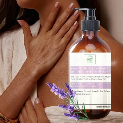 Guangzhou Supplier Wholesale Softer and Smooth Skin,Cleanse Without Drying Lavender Shower Oil Bath Product for Female