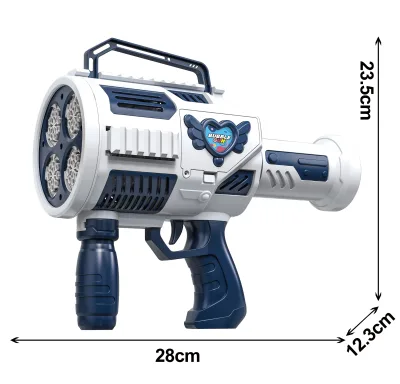Automatic 4-Nozzle Gatling Bubble Gun ABS Plastic LED Light Electric Bubble Machine Includes Bubble Water Outdoor Summer Party