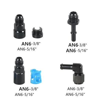 Quick Connect 6AN AN6 Male to 3/8", 5/16" Quick Disconnect Male Push on EFI Fitting Adapter Aluminum Black