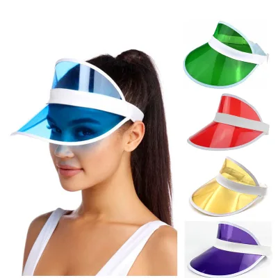 Wholesale Custom Logo UV Protection Air Top PVC Visor Cap Hat Beach Sun Visor Hat Women Men Promotion Advertising Team Cap