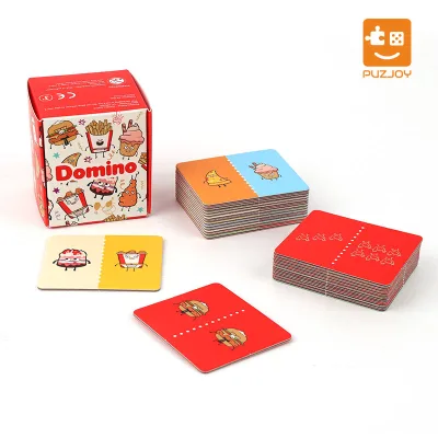 Custom Domino Matching Card Game Kids Fast Food Cartoon Card Board Game Factory Wholesale Children Family Party Playing Card Set