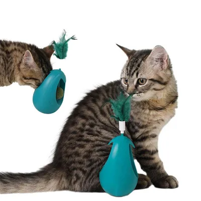 New Design Cat Interactive Toy Tumbler Cat Toy Catnip Lick Ball Toy With Feather