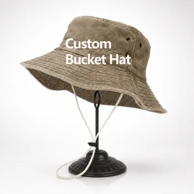 Cowboy Splicing 3D Embroidery Fishing Female Fisherman Bucket Hat Outdoor Flat Top Wide Brim 100% Cotton for Women