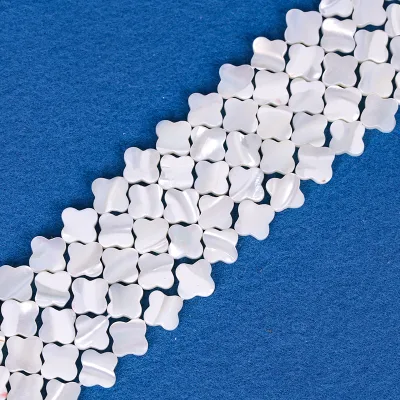 White Color Four-leaf Clover Shells 6/8/10mm Perforated Shell Beads for Lucky DIY Jewelry Making Craft Floral Necklace
