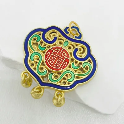 Old gold craft pendant Ancient process peace lock pendant for necklace