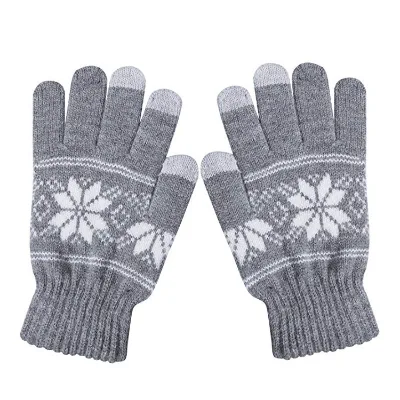 Customized Jacquard Weave Logo Acrylic Cotton Wrist-Length Touchscreen Gloves for Winter Sports Running Driving Cycling Men