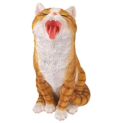 resin cat statue  Lazy Daze Kitty Yawning Cat Garden Decor Statue, Orange Tabby