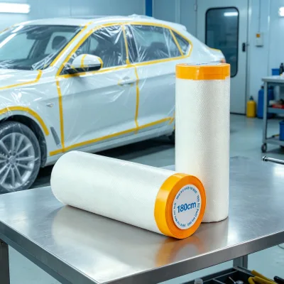 Portable Disposable Masking Film Roll Pre-attached Tape Hand Tool for Indoor Outdoor Spraying and Dust Covering