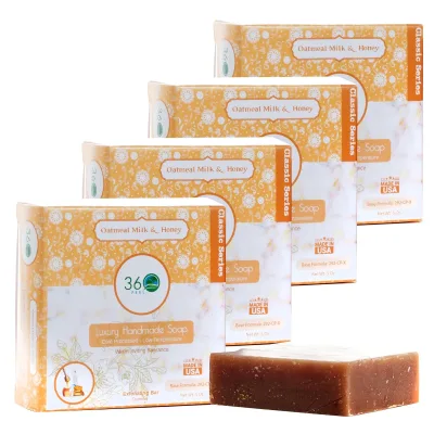 Oatmeal Milk and Honey Soap - Handcrafted Castile Soap Bar with Soothing Scent - Handmade with Essential Oils